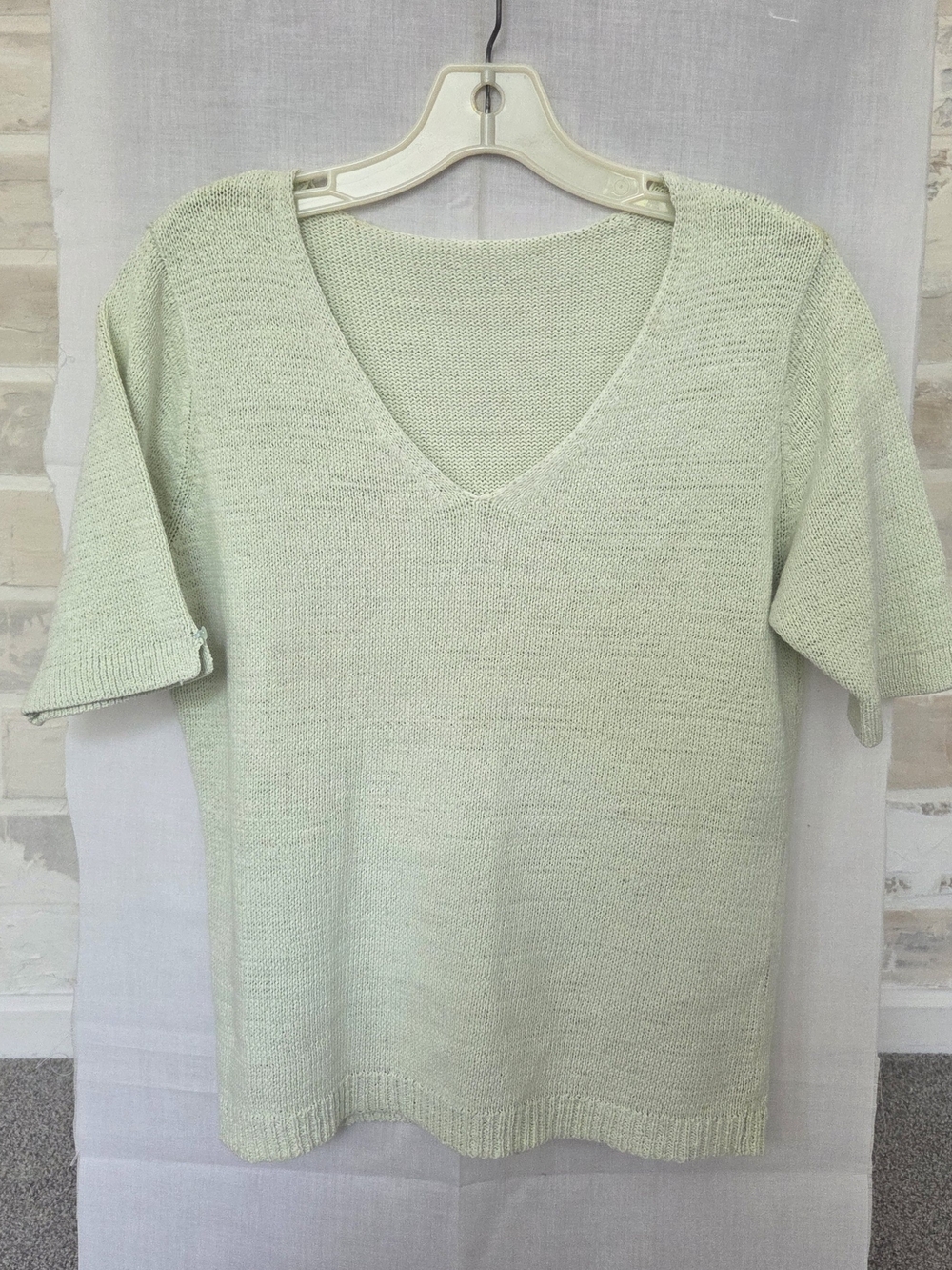 Light Green V-Neck Women's Sweater